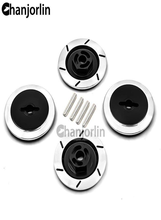Chanjorlin 1/10 RC Aluminum 12mm Hex Drift Wheels Hub Rim Brake Disc Decoration Upgrade Parts for 1:10 On Road Rally Touring Racing Street Car Truck Tires Traxxas Tamiya HSP HPI Redcat 4PCS (Black) - Image 5